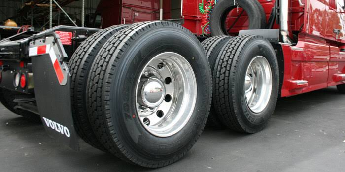 Drive tires on a semi truck